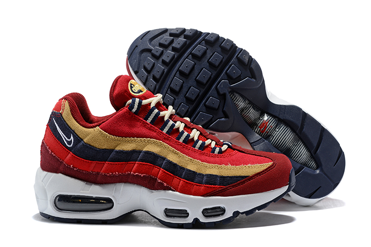 2018 New Nike Air Max 95 Wine Red Gold Black White Shoes